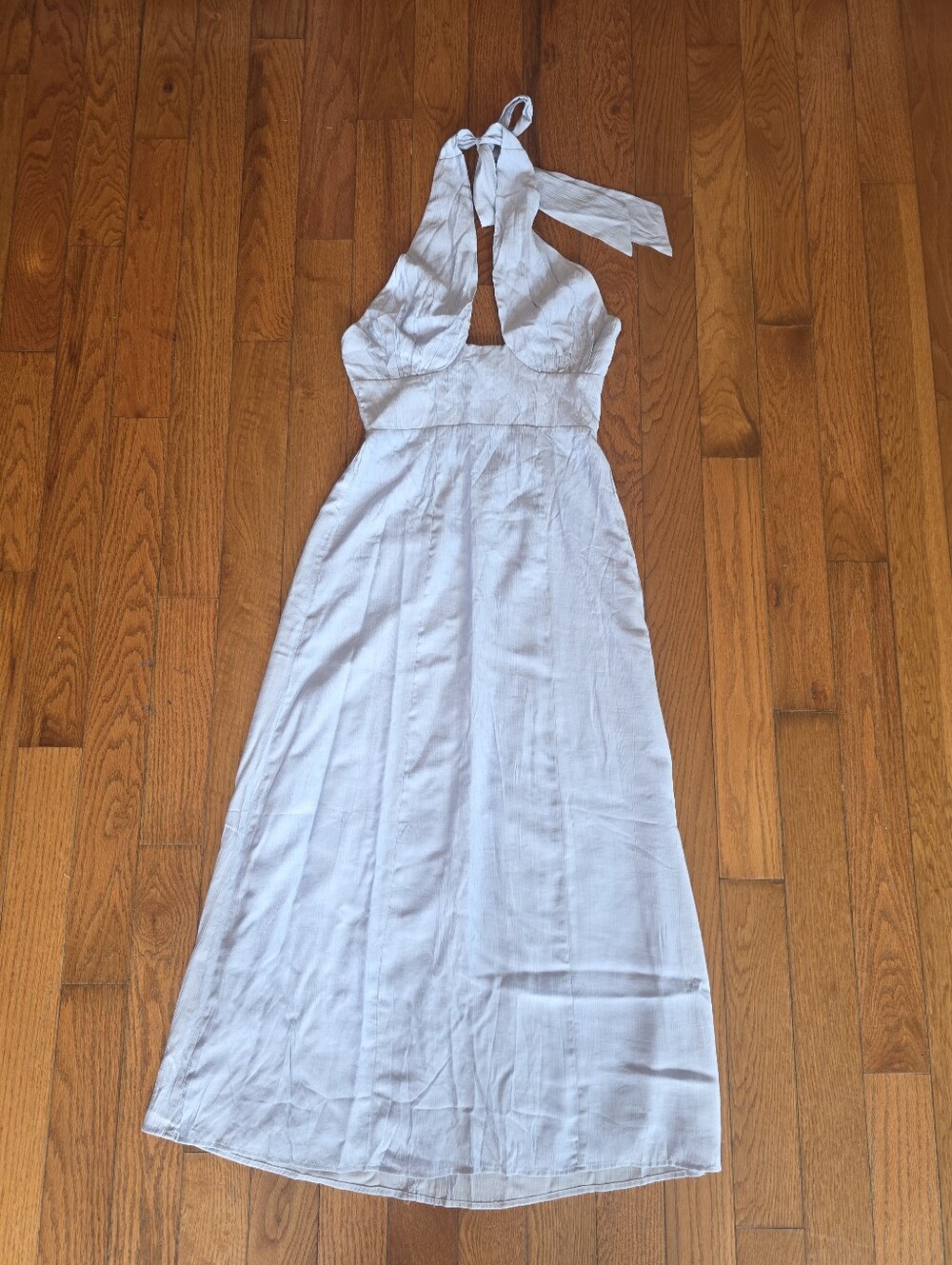 Halter Tie-Neck Blue Maxi Dress